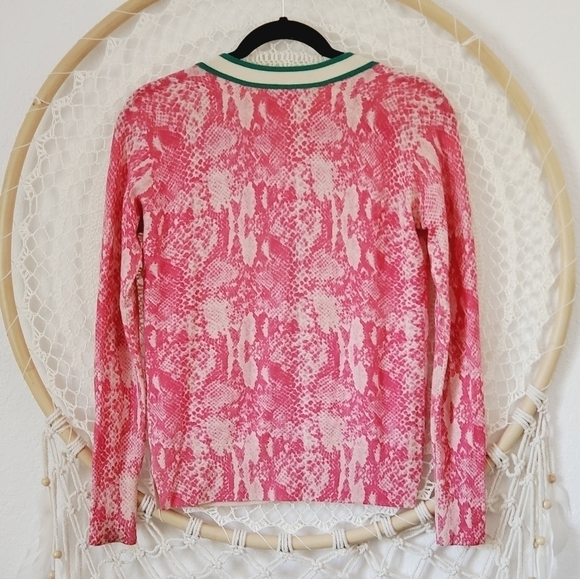 Juicy Couture Cardigan Sweater 100% Wool Y2K Barbiecore Python Pink XS - Picture 3 of 8